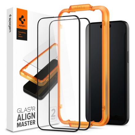 GLASS PROTECTOR SPIGEN ALM FC 2-PACK FOR APPLE IPHONE 15 BLACK