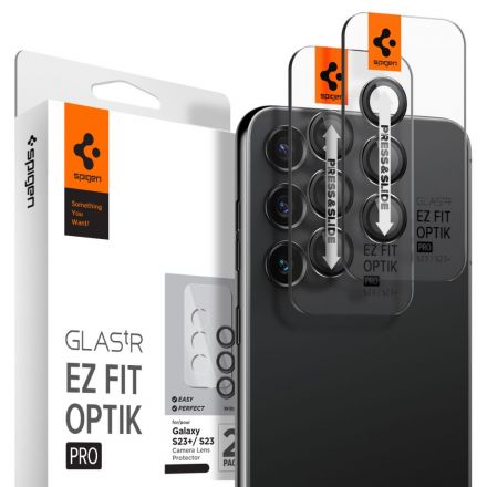 CAMERA LENS PROTECTOR SPIGEN OPTIK.TR ”EZ FIT” 2-PACK FOR SAMSUNG GALAXY S23/S23+ PLUS BLACK