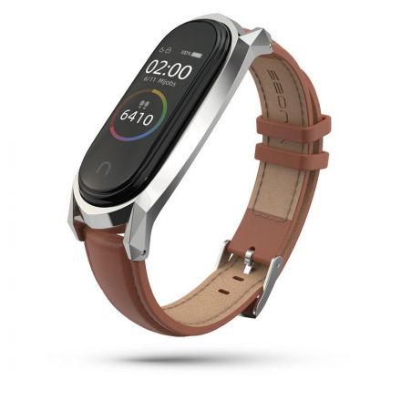 STRAP TECH-PROTECT HERMS LEATHER FOR XIAOMI SMART BAND 5/6/6 NFC BROWN