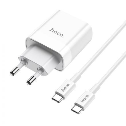 CHARGER NETWORK HOCO C80A PD20W/QC3.0 + TYPE-C CABLE WHITE