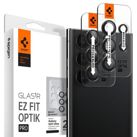 CAMERA LENS PROTECTOR SPIGEN OPTIK.TR ”EZ FIT” 2-PACK FOR SAMSUNG GALAXY S23 ULTRA BLACK