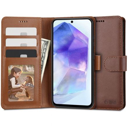 BOOK COVER CASE TECH-PROTECT WALLET FOR SAMSUNG GALAXY A55 5G BROWN