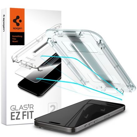 GLASS PROTECTOR SPIGEN TR ”EZ FIT” 2-PACK FOR APPLE IPHONE 15 PRO CLEAR